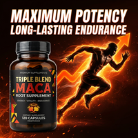 Complément de Maca Bio Triple Mélange en Gros Marque Privée OEM 1500mg Capsules de Maca Noire Rouge Jaune Énergie Masculine Adulte