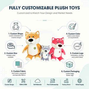 Peluche renard animal de la forêt de qualité supérieure, douce et confortable, avec rembourrage en coton PP, pour enfants, compagnon câlin et jouet anti-stress - Product Image 2