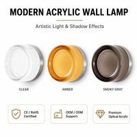 Applique Murale LED Moderne Minimaliste de Luxe, Abat-jour Acrylique, Construction en Aluminium, Intensité Variable, IRC Élevé 90, Température de Couleur 2700K, Ambre/Fumée