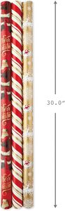 Giáng sinh có thể đảo ngược Quà Tặng bọc giấy cuộn vàng đỏ bông tuyết sọc kẻ sọc giấy bao bì - Product Image 4