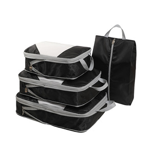Travel <b>Compression</b> Storage <b>Bag</b> Set Rectangle Black Gray Navy Blue Clothing Organizer For Trip Portable Travel Packing <b>Bags</b> - Product Image 2