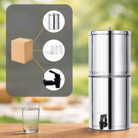 Système de filtration d'eau en céramique à alimentation par gravité en acier inoxydable 304 de 2,25 gallons pour usage extérieur et domestique avec système de purification