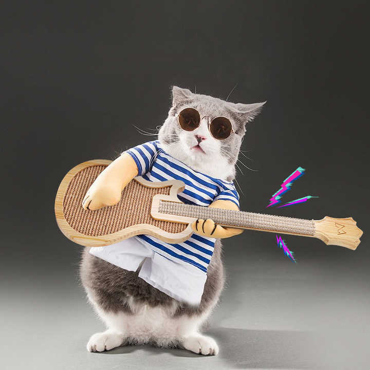 Wholesale Cat Scratching Post Wall Mounted Cat Interactive Toys Sisal Rope Guitar Cat Scratch Pad Toy