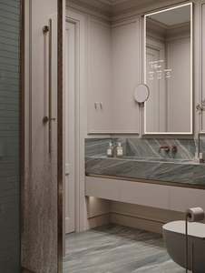 Meuble de salle de bain en bois massif de style rétro minimaliste, vasque simple avec miroir intelligent - Product Image 5