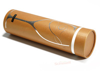 Emballage de verres à vin à bord rouleau imprimé de couleur personnalisée tube cadeau en papier rond recyclable avec couvercle en verre à motif unique en feuille d'argent
