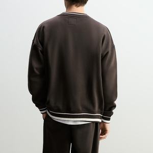 Sudaderas KingSen personalizadas con logotipo bordado, de algodón y felpa, 400gsm, cuello redondo, estilo retro, oversize, para hombre. - Product Image 5