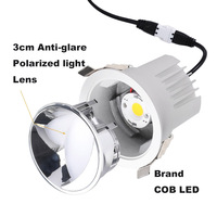 Plafonnier LED encastré COB anti-éblouissement, polarisé, en aluminium, asymétrique, rond, pour éclairage de fond et spots