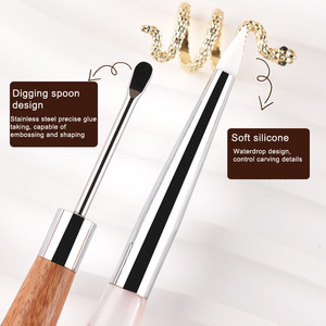 Outil de manucure japonais à double tête en silicone, pinceau de sculpture en relief, applicateur de gel pour nail art - Product Image 3