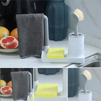 Masthome porte-serviettes porte-éponge avec rond en plastique évier de cuisine Caddy organisateur pour brosse de rangement