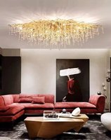 Lustre en cristal de luxe pour salle à manger, nouveau luminaire de plafond en aluminium pour villa, art, goutte d'eau, avec lumières suspendues en forme de branche d'arbre