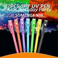 Lot de 7 marqueurs UV multicolores à thème espion avec encre invisible pour enfants, idéal pour les fournitures de bureau et les sacs de fête scolaires