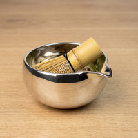 Bol à matcha en céramique argenté effet miroir de 500 ml avec bec verseur, fourni par l'usine, faible MOQ