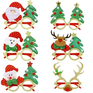 Noël dessin animé lunettes adultes enfants cadeaux de noël père noël bonhomme de neige bois wapiti arbre de noël joyeux noël fête décor 2021