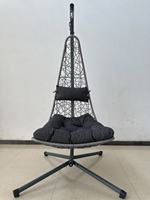 Moderne Simple Pliable PE Rotin Oeuf Chaise Balcon Suspendu Chaise De Jardin Patio Balançoire avec Support En Métal Mobilier D'extérieur