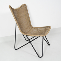 Fauteuil lounge ergonomique incurvé en tissu, avec base croisée stable en métal, pour jardin ou salon, chaise individuelle