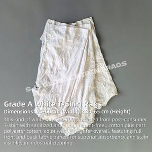100% Cotton <b>Industrial</b> Workshop Cleaning Rags White T-Shirt Rags Waste RagsCloth Cut Pieces for <b>Wiping</b> - Product Image 2