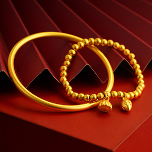 Anillo de tungsteno con diseño de loto y estilo chino antiguo para mujer, color dorado arena, duradero, que no se desvanece, con símbolo de la felicidad de dos vidas. - Product Image 1