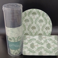 Ensemble de serviettes d'assiette à dîner en papier cocotier ensemble de gobelets en papier de fête jetables pour la vente au supermarché