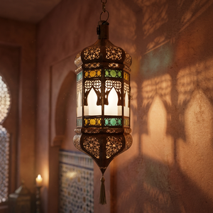 Lanterne suspendue marocaine en métaux délicats, métal et verre, style antique, lampe décorative pour Noël et la maison DL-080 - Product Image 2