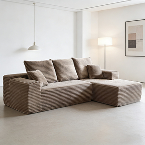 Modular Sectional <strong>Couch</strong> with <strong>L</strong>-<strong>Shape</strong> Chaise,Modern Upholstered <strong>Couches</strong> ,Corduroy Sponge Compressed Sofa for Living Room, Bedroom - Product Image 5