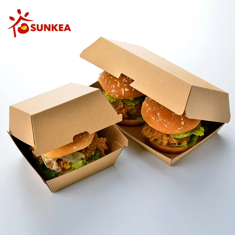 Eco Friendly Compostable Custom Printed Burger Boxes Food food Beverage Packaging Coated Paper Customized Food Grade Hamburger