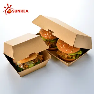 Papel de embalagem embalagem de alimentos, eco friendly, compostável, impresso personalizada, caixa de hambúrguer, alimentos, bebidas, papel revestido de grau alimentício personalizado