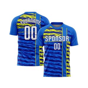 Maillot de football bleu et jaune à manches courtes, respirant, séchage rapide, léger, uniforme sportif pour l'entraînement et le jeu, pour hommes - Product Image 1