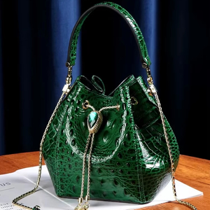 2024 Nieuwe Schouder-En Crossbody-Tas Van Echt Leer Met Krokodillenreliëf Voor Dames-Eersteklas Emmertas Met Handvat - Product Image 3