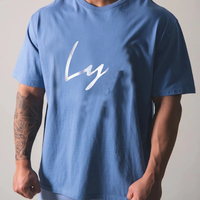 T-shirts personnalisés surdimensionnés en coton 100% tricoté et imprimé pour hommes, vêtements de sport et de fitness avec logo sur le devant