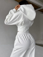 Ensemble deux pièces pour femmes de style européen et américain Pull à capuche à taille solide Pantalon d'exercice décontracté Tricot brodé pour XS XL