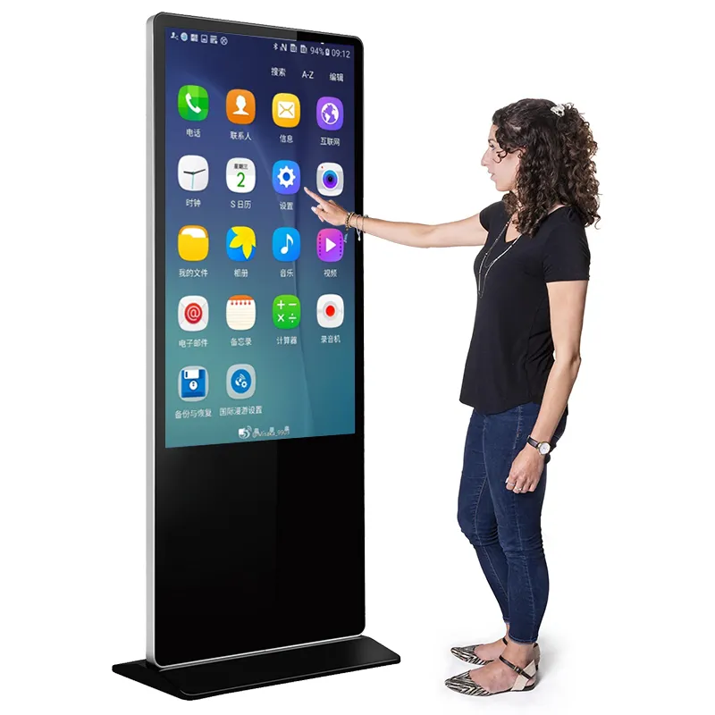 Penjualan Terbaik Stan Pintar Layar Sentuh Tampilan Iklan LCD Vertikal Panel Digital Penanda Totem Lantai Berdiri Layar Sentuh