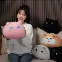 EN STOCK Peluche personnalisée chat noir mignon et doux, coussin oreiller chien/chat noir et blanc