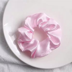 Élastiques à cheveux en satin de soie couleur unie pour queue de cheval, accessoires de mariage pour femmes - Product Image 4