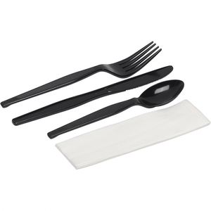 Cubiertos Biodegradables 100% Compostables, Juego de Cubiertos Desechables Negros de 170 mm, Juego de Tenedor, Cuchillo y Cuchara - Product Image 2