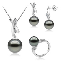7-10 jours de livraison collier de perles et boucles d'oreilles ensemble or jaune 18K bijoux perles d'eau de mer en vrac Couples bijoux