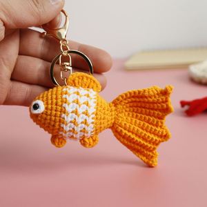 Porte-clés Poisson Orné Tricoté à la Main, Design Créatif Poisson-Pieuvre au Crochet, Pendentif Poisson Tissé pour Clés de Voiture et Accessoires de Sac - Product Image 2