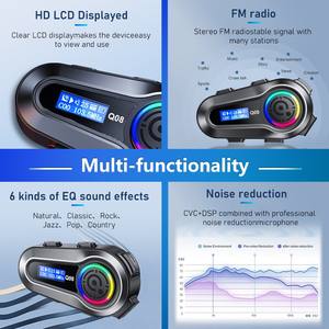 Casque Bluetooth Q08 le plus populaire avec écran LCD, kit mains libres pour moto, pièce OEM/ODM, lecture de musique - Product Image 3