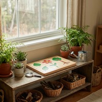 Rompecabezas Montessori OEM Personalizado con Botones de Hojas, 3 Tipos de Hojas de Plantas, Juego de Emparejamiento de Contornos de Hojas, Biología, Sensorial, Educativo