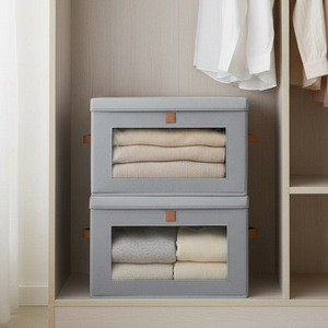 Clothing Organizer Storage <b>Box</b> 42x30x28cm Beige Rectangle With Visible Opening For Clothes Folding <b>Large</b> Capacity - Product Image 2