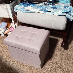 Banco Otomano Plegable con Almacenamiento, Banco de Exterior con Almacenamiento, Taburete de Tela de Lino con Almacenamiento - Product Image 5