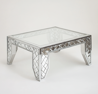 Table basse de luxe moderne avec miroir Meubles en diamant écrasé Table à miroir pour le salon Nouveau design de table à thé