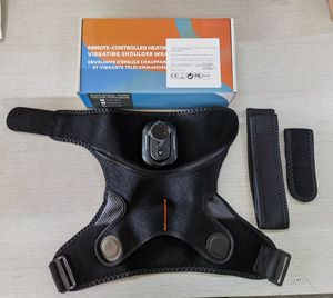 Wireless Remote <b>Heated</b> Shoulder Brace Vibration Massager Detachable Controller Knitted Fabric <b>USB</b> Rechargeable Pain Relief - Product Image 5