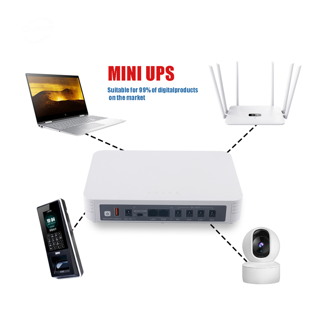 Uninterrupted Power Supply Mini UPS with Lithium Battery POE Wifi Router 12V2A DC Single Phase for Home Office Use