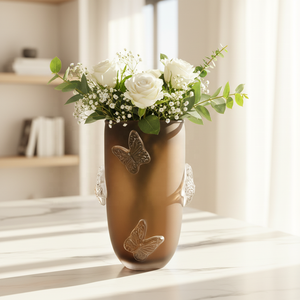 Amber Faceted Glass <b>Vase</b> <b>Set</b> Modern Tabletop Floral Decor Holds Water Home Office Hotel Decoration - Product Image 6