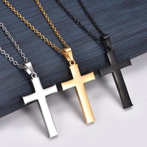 Collar con Colgante de Cruz Clásico de Acero Inoxidable para Hombre y Mujer, Joyería Religiosa Cristiana Minimalista con Cadena y Dijes de Fe - Product Image 1