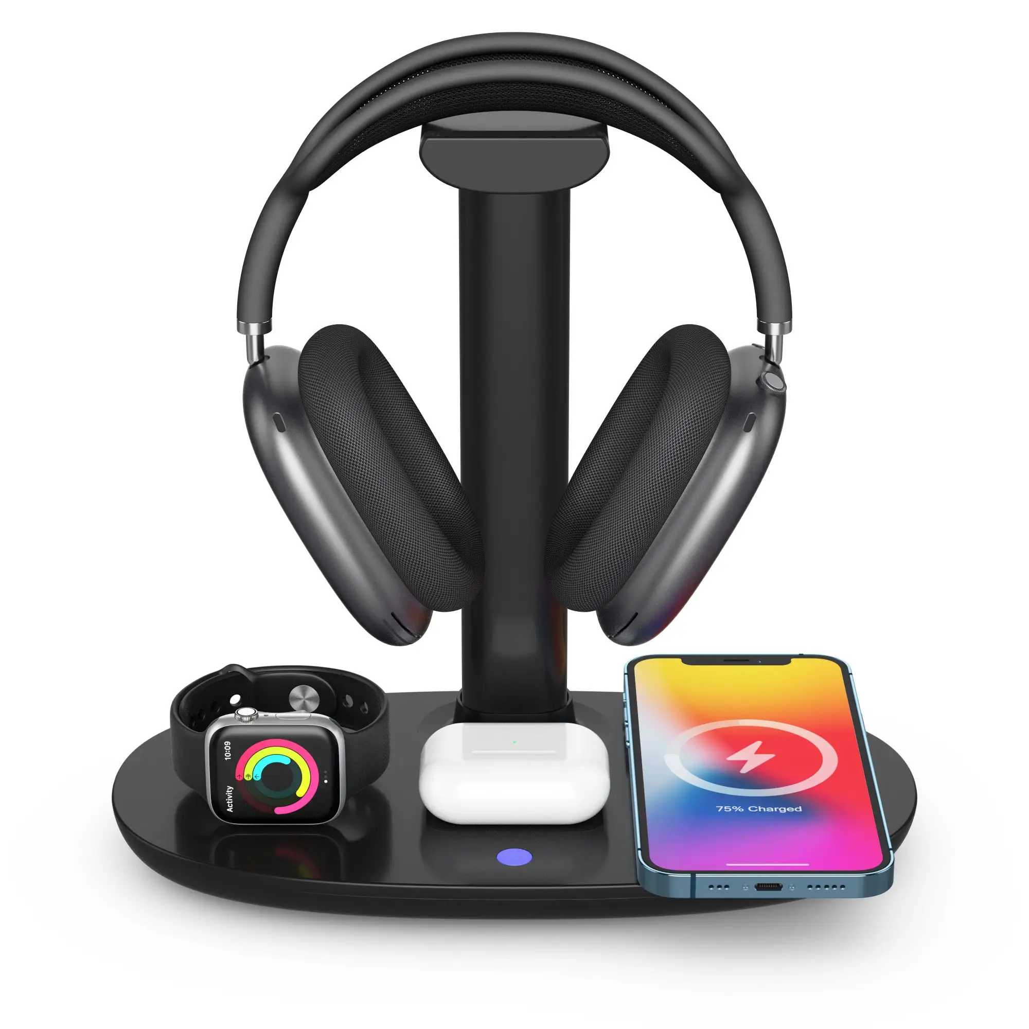 Smart Portable Qi Phone Holder Wireless Charger Stand Carregador Sem Fio 4 in 1 Watch earbud Fast Charging Station Pad Dock 10W