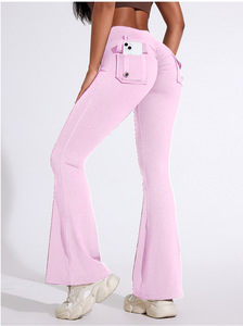 Pantalones de yoga con bolsillos tipo cargo <span class=keywords><strong>para</strong></span> <span class=keywords><strong>mujer</strong></span>, acampanados, levanta glúteos, leggings deportivos y <span class=keywords><strong>mallas</strong></span> de fitness - Product Image 2