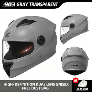 Casque de moto intégral unisexe à double lentille AXK 903, antichoc, pour moto, scooter et vélo de rue - Product Image 1
