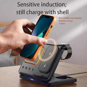 Productos de Tendencia: Cargador Inalámbrico Multifuncional 5 en 1 de 15W con <span class=keywords><strong>Carga</strong></span> Rápida, Luz Nocturna, Temperatura, Humedad y Reloj Despertador - Product Image 6