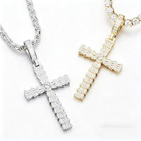 Pendentif croix tendance hip-hop en argent sterling S925 et moissanite pour rappeurs, DJ, soirées, danse, cadeau avec certificat